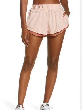 Free People Two-Tone Rusted Coral and Blush run for it Shorts